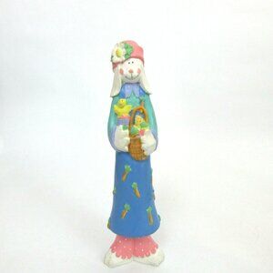 Thin 8” Tall Lady Resin Bunny Rabbit Easter Holiday Decor Spring Pencil Style